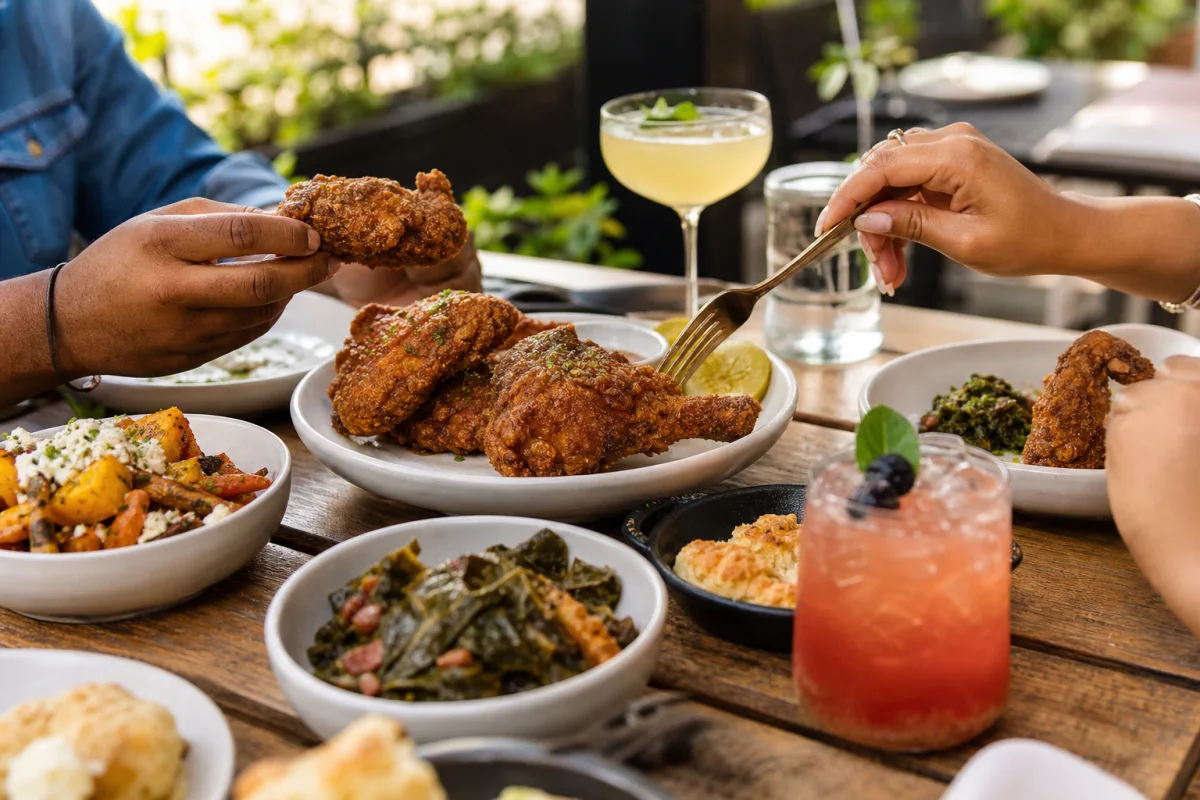 Southern dishes and craft drinks shared at an Atlanta neighborhood restaurant