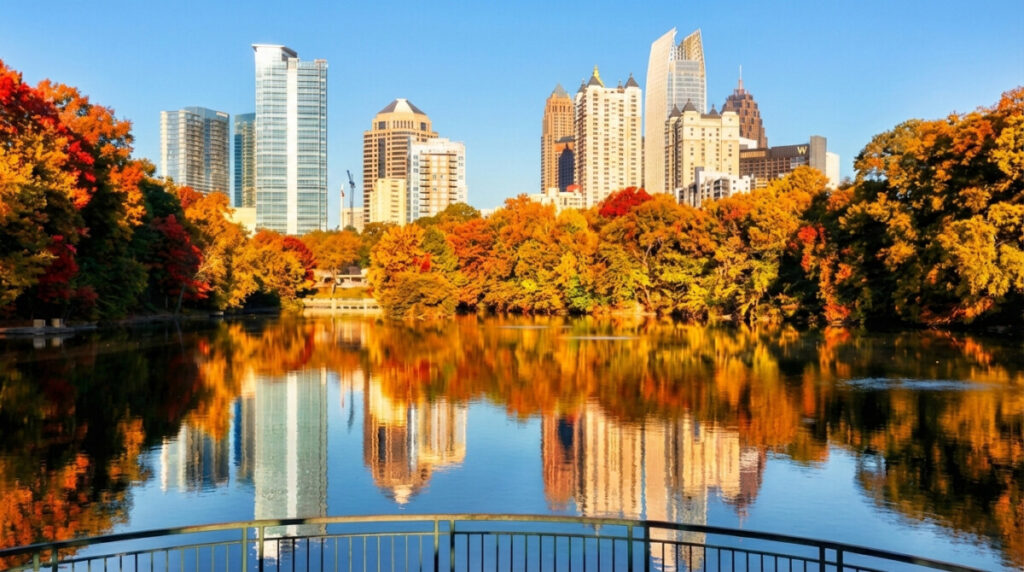 Piedmont Park skyline during an Atlanta weekend