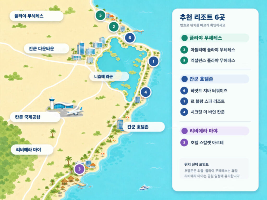 Cancun honeymoon resorts map by location
