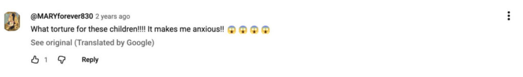 YouTube comment describing ISR as distressing for a baby