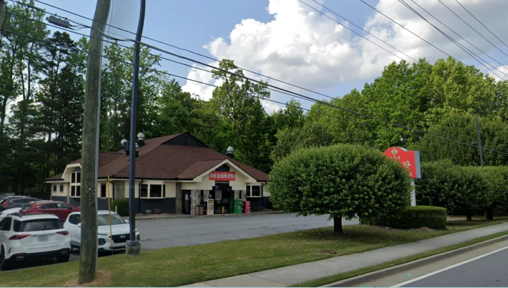 Exterior of Jang Su Jang Korean restaurant in Duluth, Georgia