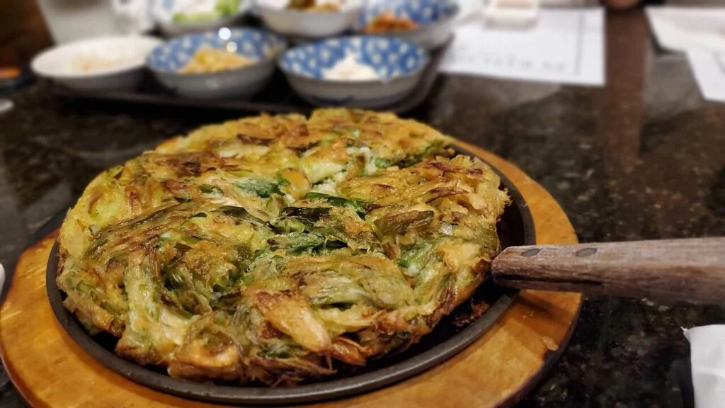 Thick seafood pancake with a crisp surface at Jang Su Jang Duluth