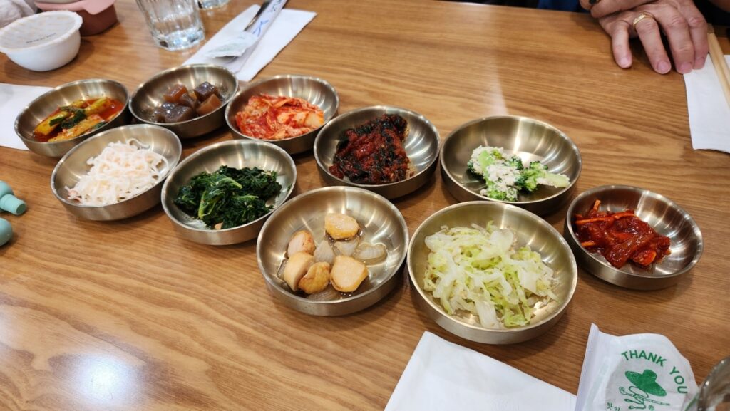 Assortment of rotating Korean banchan at K-Mom’s Kitchen Duluth