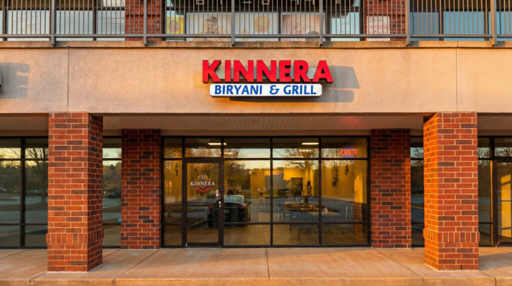 Kinnera Biryani & Grill restaurant exterior in Suwanee, Georgia