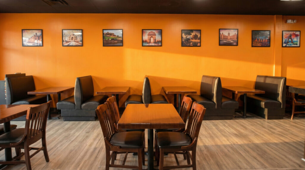 Quiet dining room at Kinnera Biryani and Grill in Suwanee