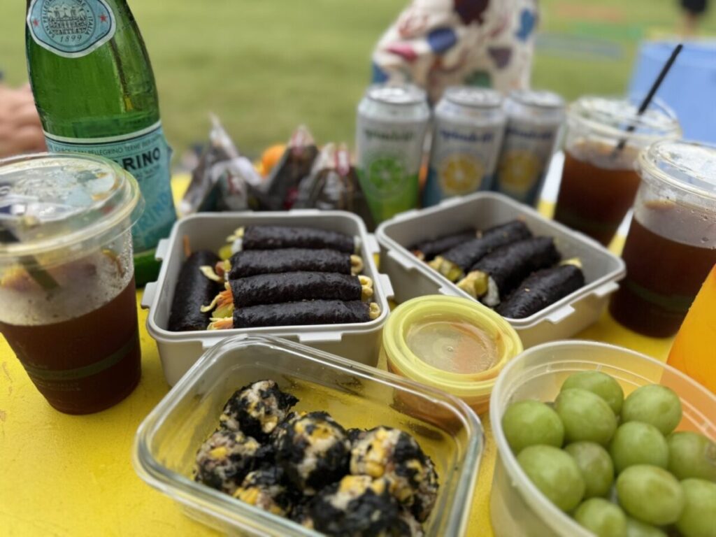 Picnic table for a Waterfall Junction snack break